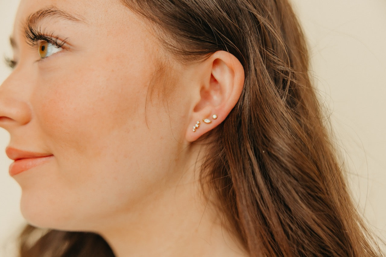 CZ Four Bursts Stud Earrings